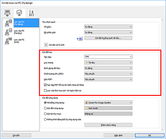 hình: Hộp thoại Cài đặt